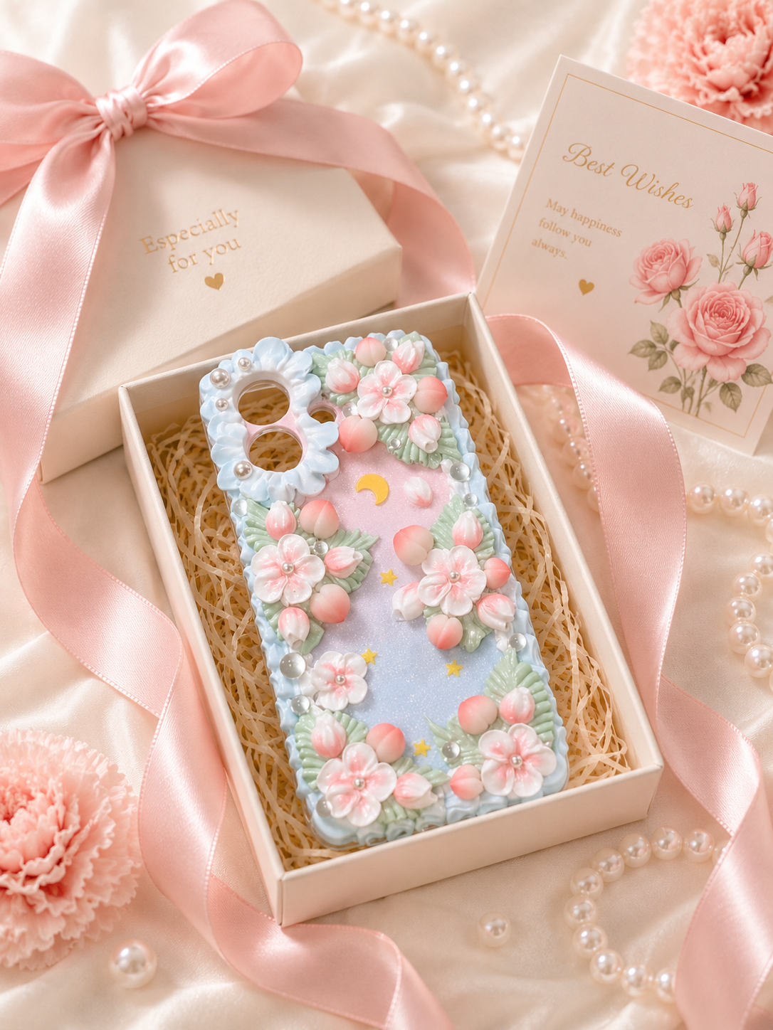Cherry Blossom Peach Moon Decoden Phone Case