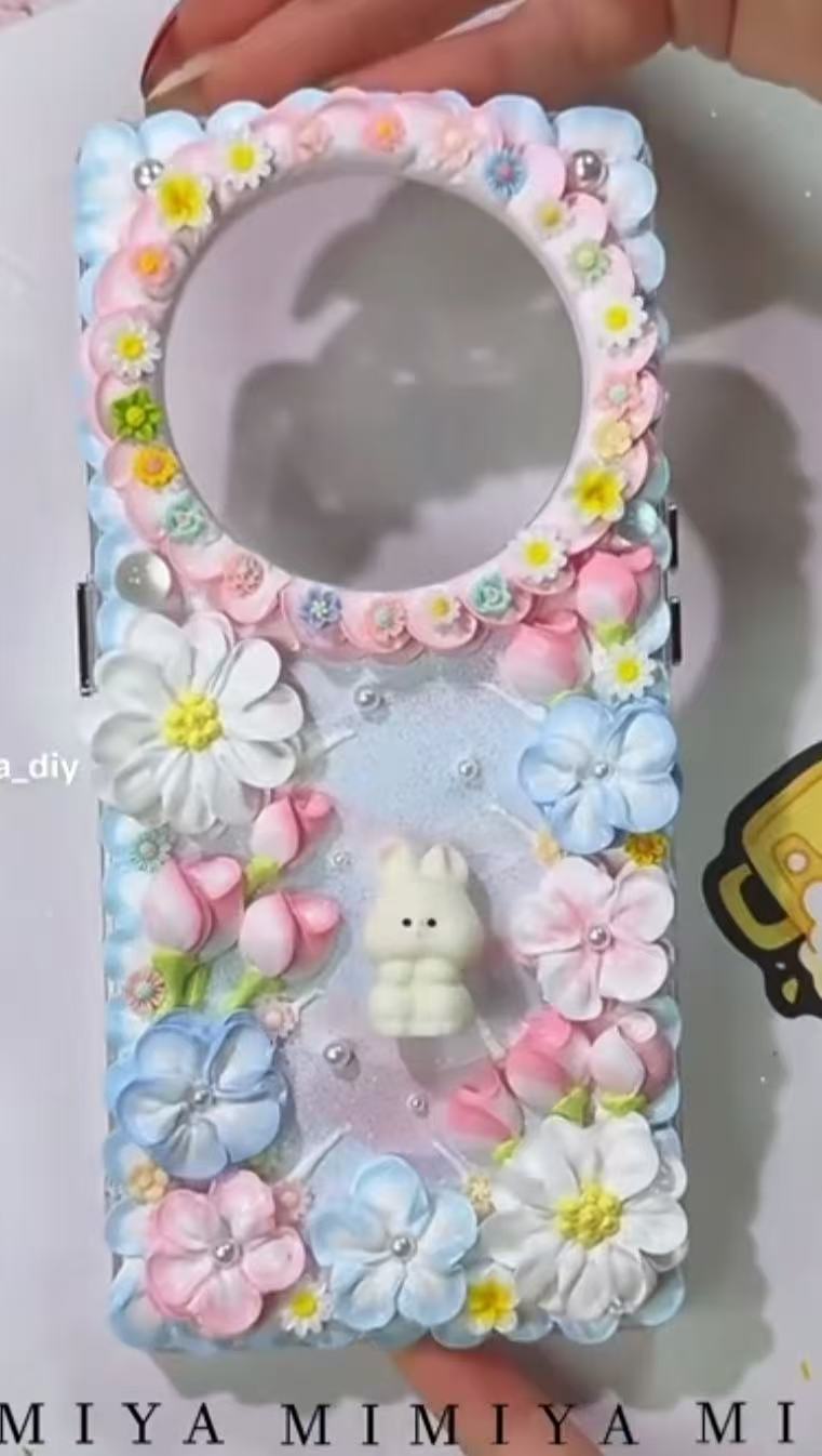 Jessie Bali Pastel Bunny Floral Decoden Phone Case Samsung Galaxy Z Flip 8 custom reference photo