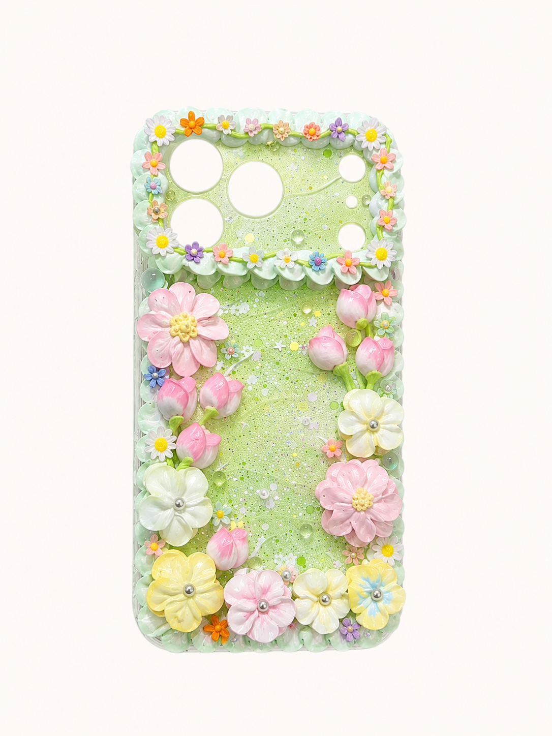 Solid Color Floral Phone Case