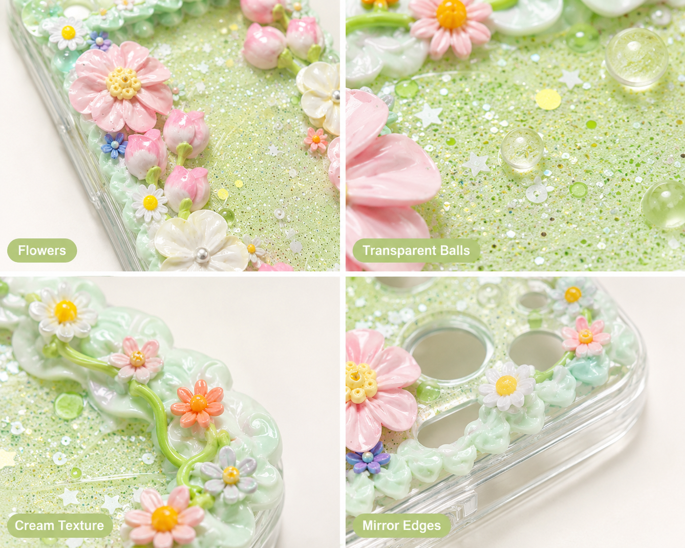 Solid Color Floral Phone Case