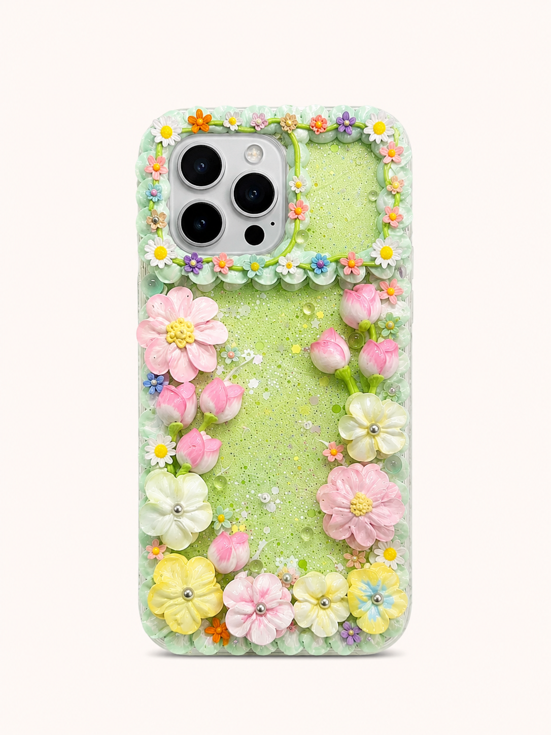 Solid Color Floral Phone Case