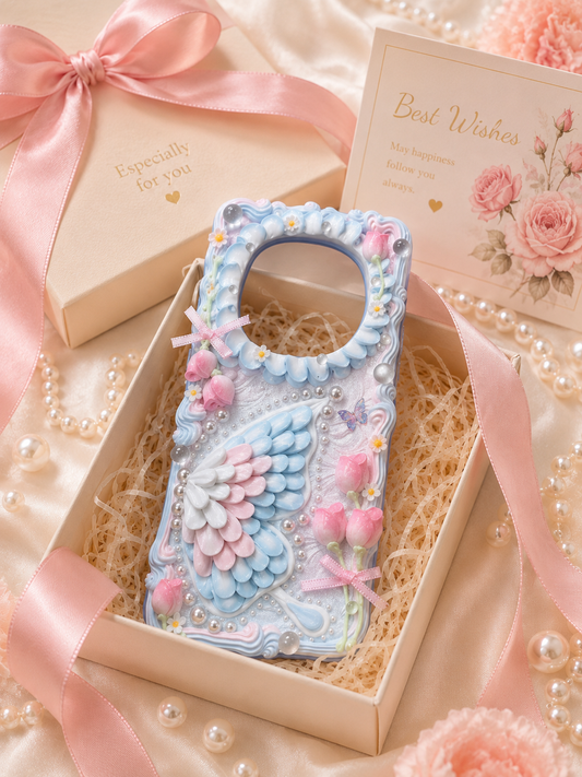 Blue Pink Gradient Angel Wing Decoden Phone Case
