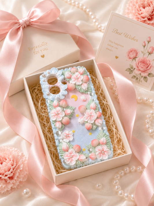 Cherry Blossom Peach Moon Decoden Phone Case
