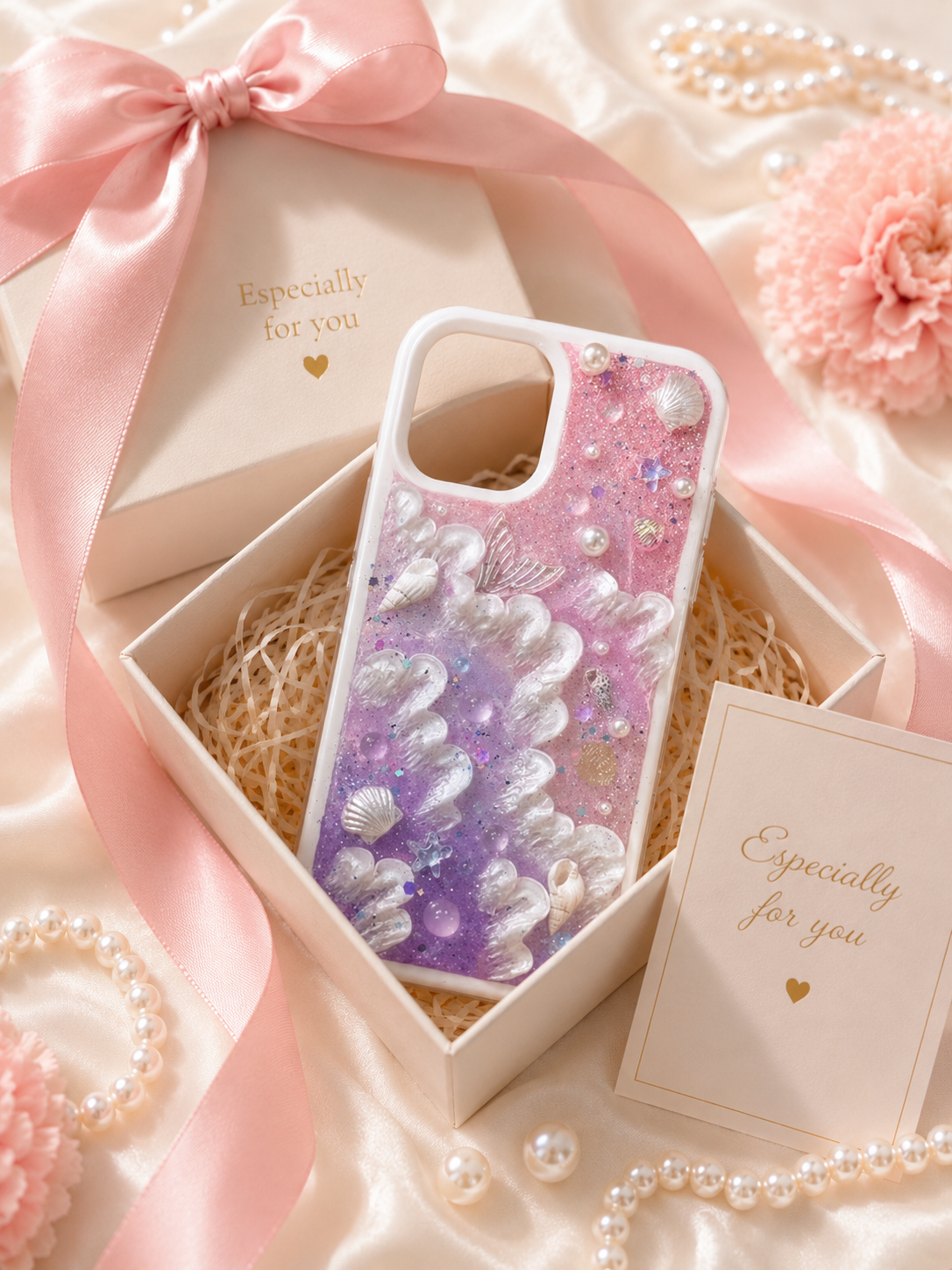 Purple Pink Mermaid Scale Clear Decoden Phone Case